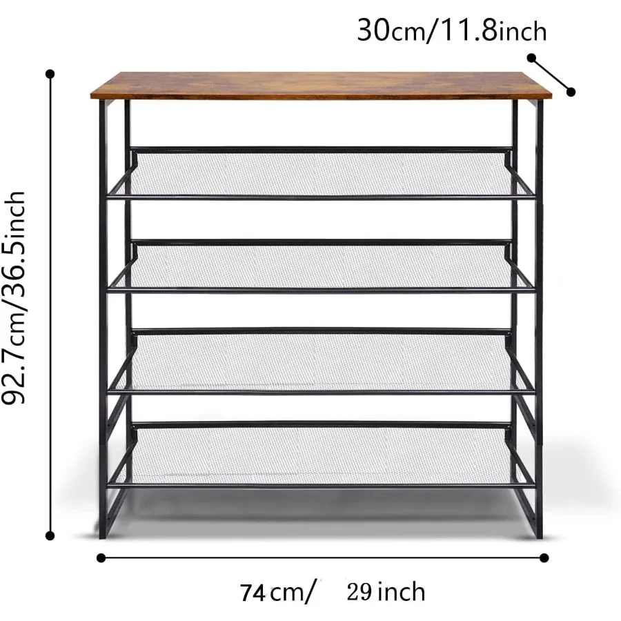 5Tier Tilting Adjustable Freestanding Shoe Rack 12Pairs for Durability and Stability for Entryways Hallways Closets Dormitory R