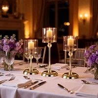 Glass Pillar Candle Holder Set Golden Silver Decorative Candlestick for Wedding Party Table Festival Decor 2026 New Fashion 4