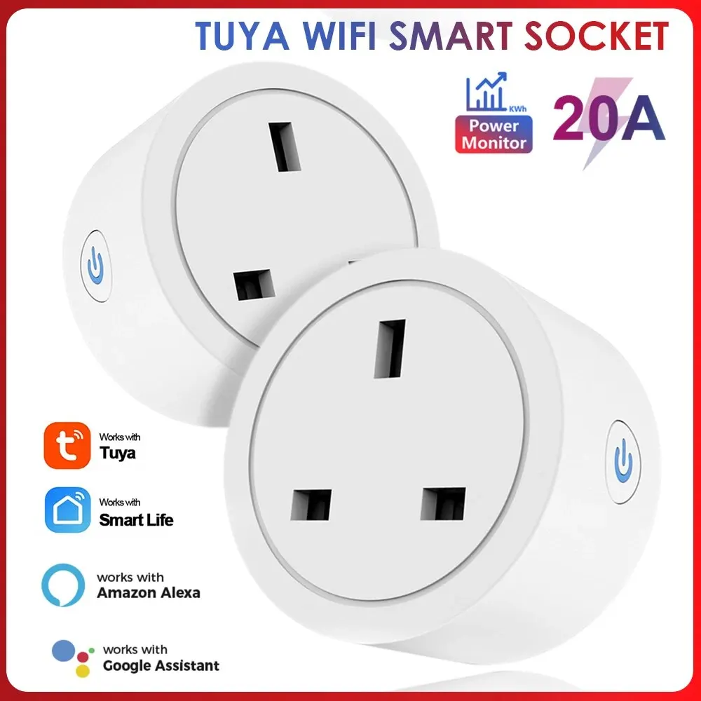 Wifi 20A 영국 스마트 플러그 미니 전원 모니터 소켓 원격 Vioce App ..