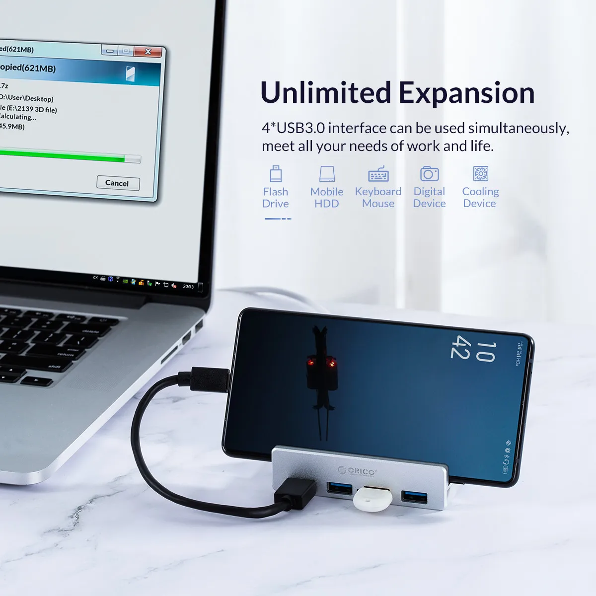 ORICO MH4PU 4 USB 3.0  (  ġ ) ʰ Ȯ 5GBPS   Ʈ ׼ 