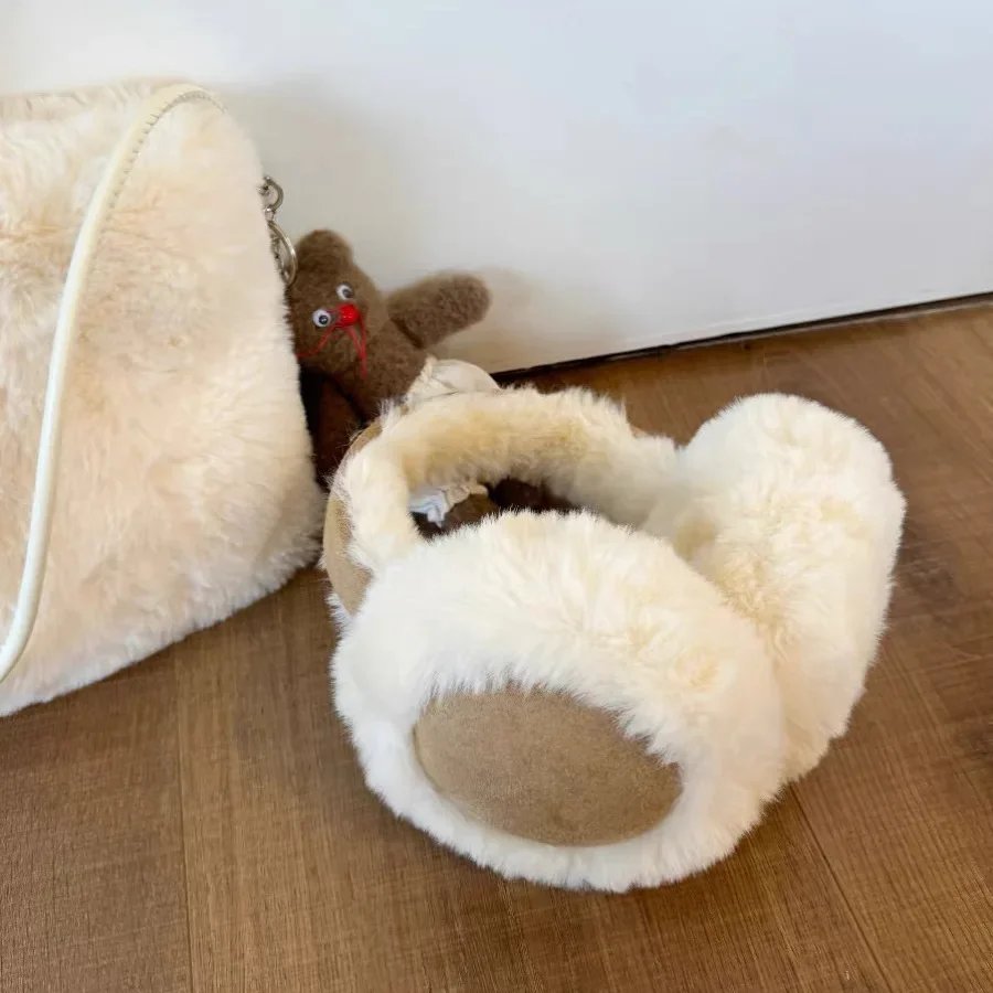 Ear Muffs Hair Dye Ear Muffs Fashion Plush Ear Muffs Foldable Thicken Wool Ear Cover for Women Men Winter Warm Suede Earflap Outdoor Cold Protection