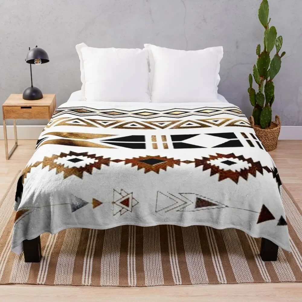 

Tribal Aztec Gold and Black Design Throw Blanket Thermal Weighted Shaggy Soft Beds Blankets
