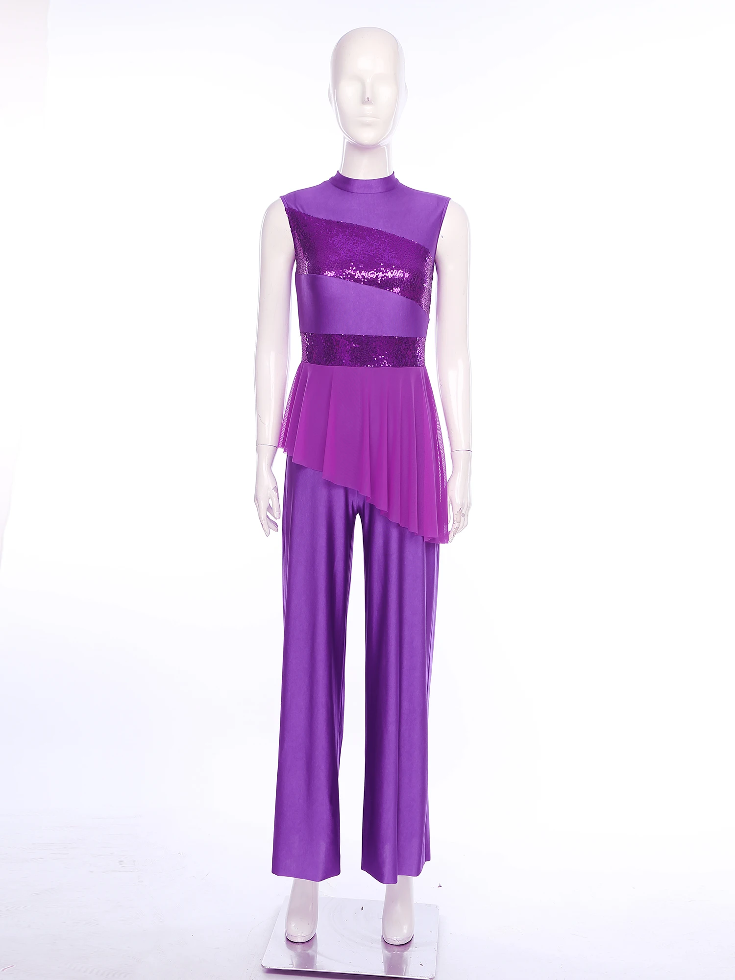 Modern Lyrical Dance Costume Women Adult Long Sleeve Wide Leg