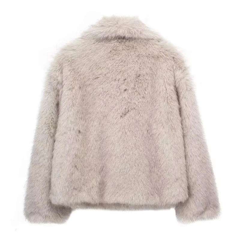 TRAF 2024 Faux Fur Coat Women Fluffy Women's Winter Jacket Long Sleeve Warm Winter Woman Coat Luxury Outerwears Coats for Woman 6