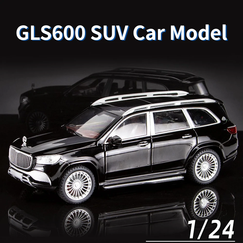 

1/24 Scale GLS600 Metal Model Car Toys Alloy Diecast Simulation Off Road Vehicles Sound and Light SUV Cars Gift for Collection
