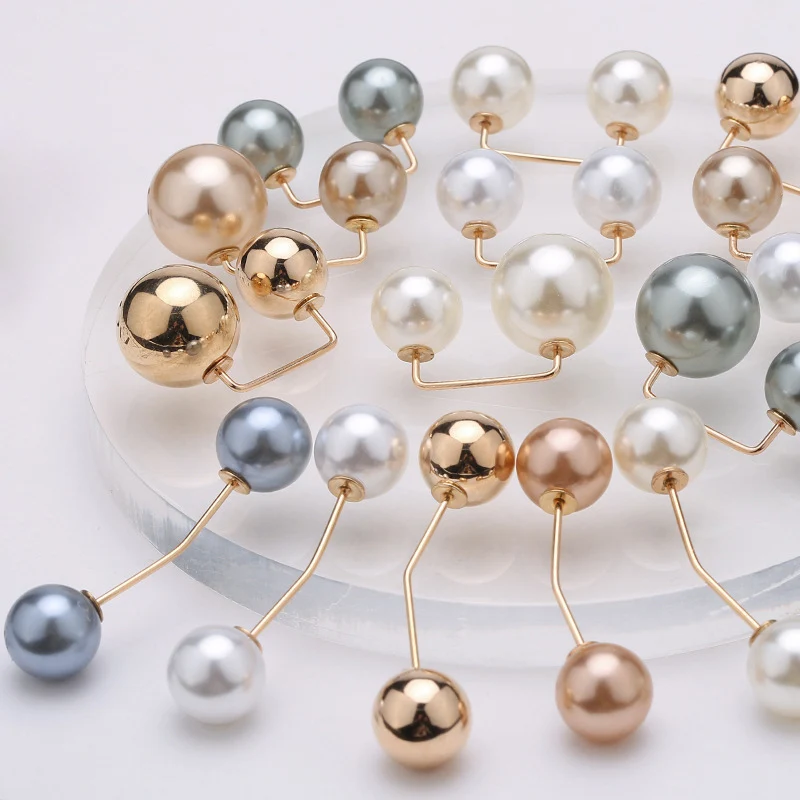 Fashion Brooches Double Pearl Pin Brooch For Women Clothing Dress Fixed Safety Pin Woman Brooch Accessories Pants Decoration Pearl Jewelry Clip