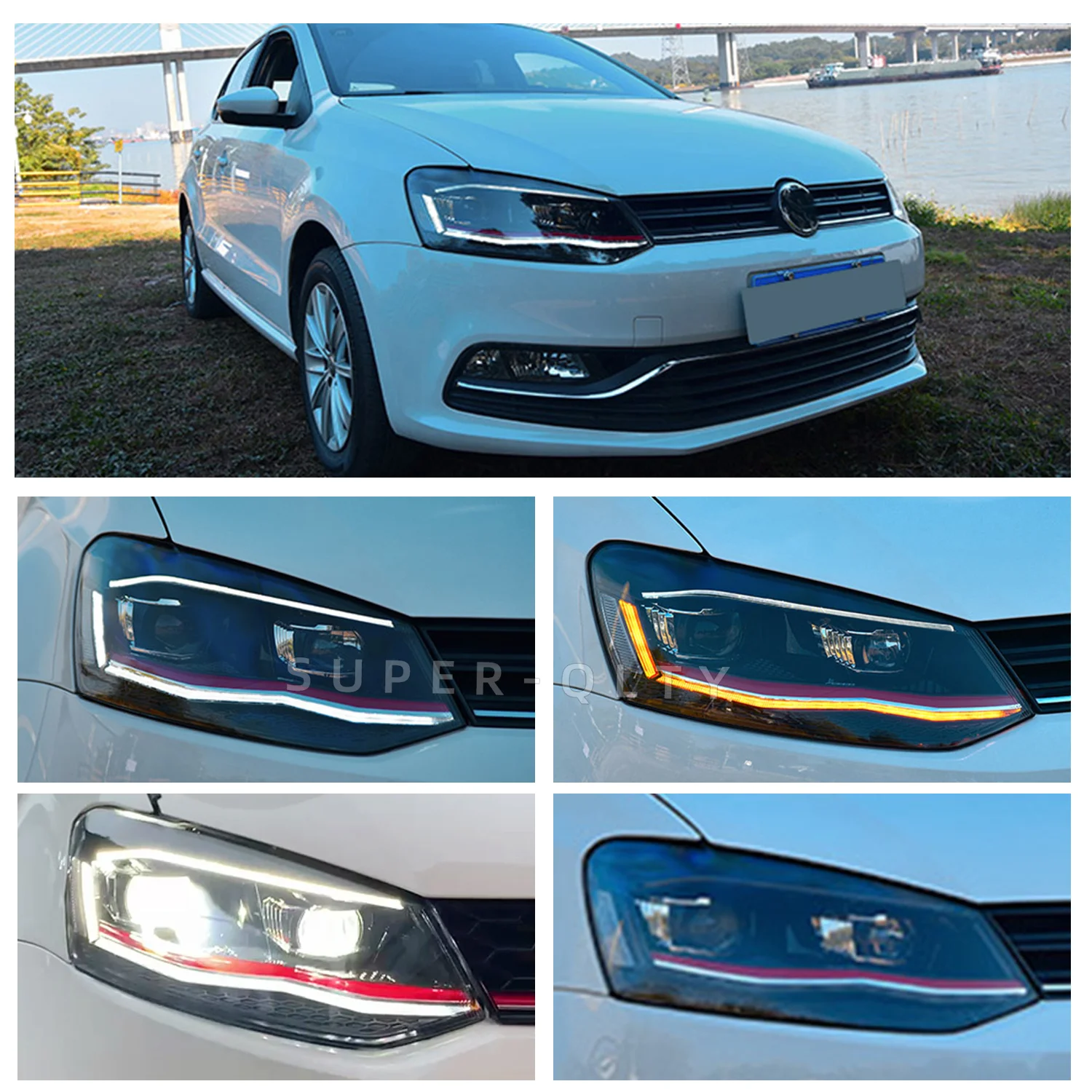 50-346☆前期 VW・6Rポロ ヘッドライト左 ハロゲン 6R VW ポロ☆左