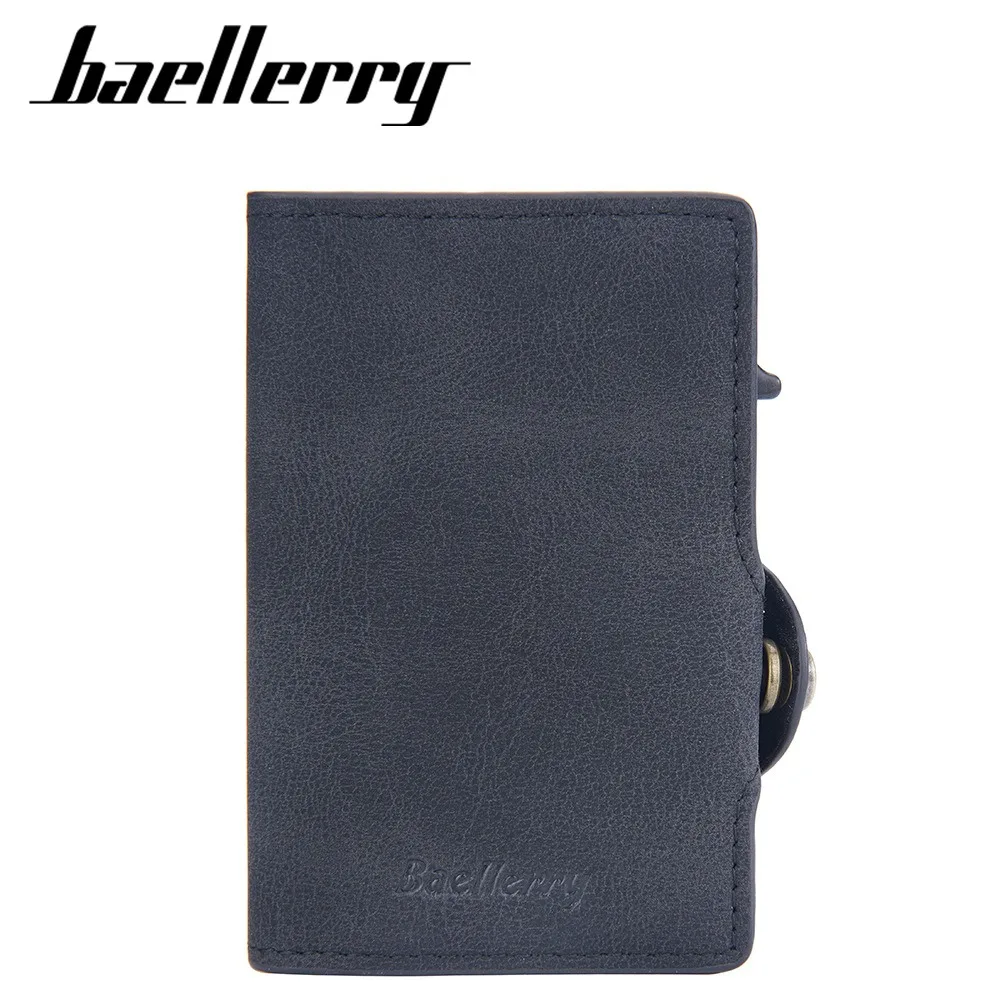 Anti-Scan Slide Eject Credit Card Case - Short RFID Blocking Wallet with Leather Accent