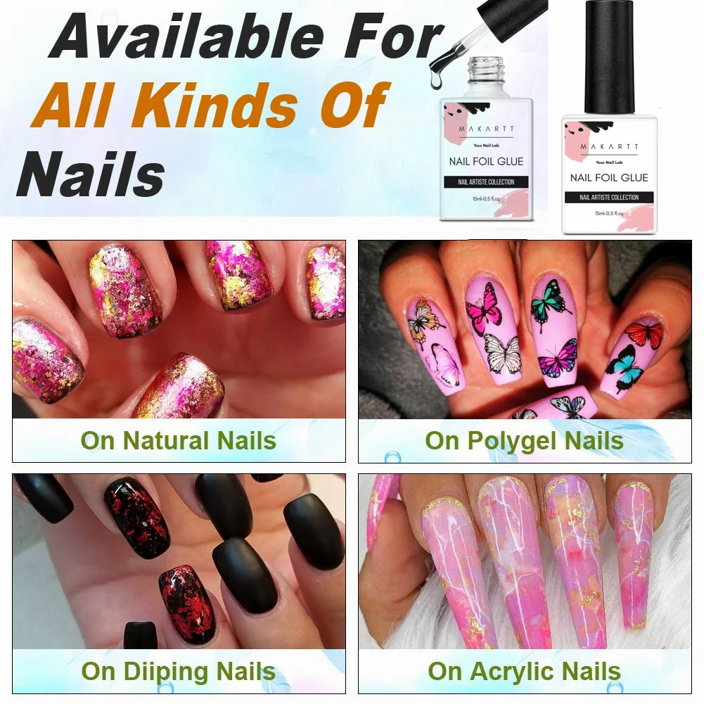 Makartt Nail Foil Glue Gel for Nail, Foil Gel Transfer for Nails Art Stickers Strong Adhesion Foil Transfer Gel Soak Off Salon 5