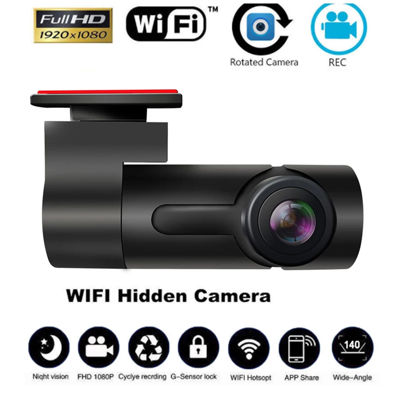 Hidden Dash Cam Car DVR Camera Wifi APP 1080P Night USE G-sensor Dashcam  Video