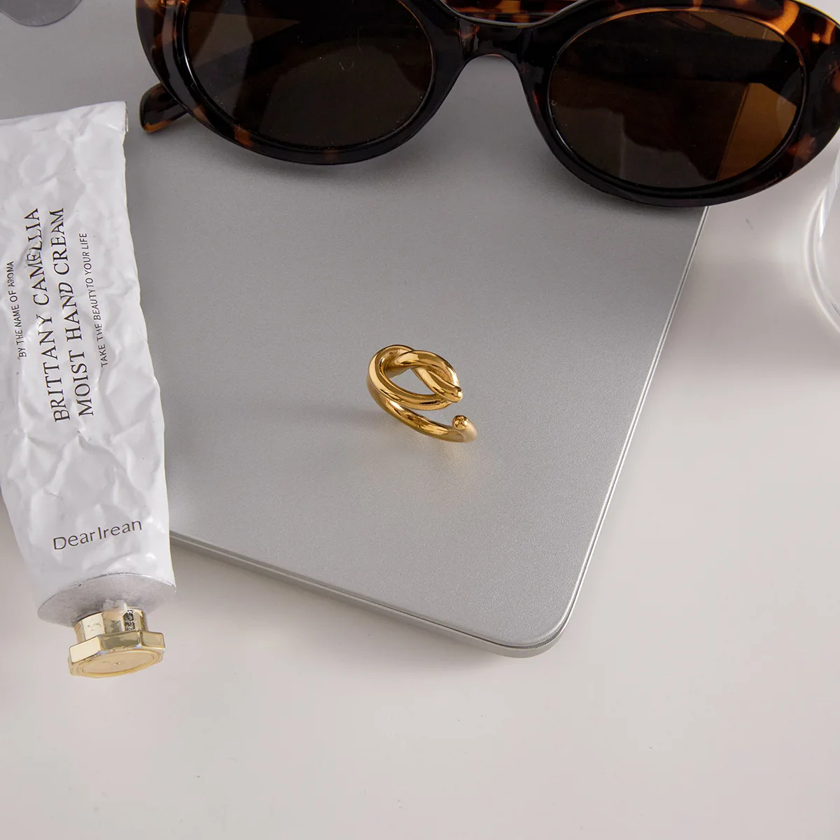 18K Gold Plated Knot Opening Rings Waterproof PVD Stainless Steel Geometric Wedding Knuckle Ring Vintage Jewelry 2026 New Aneis