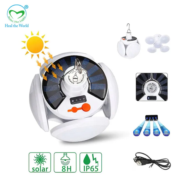 

Solar Football Lamps Rechargeable Foldable Night Market Bulb Lights Emergency Lighting Outdoor Camping Energy-saving Lights