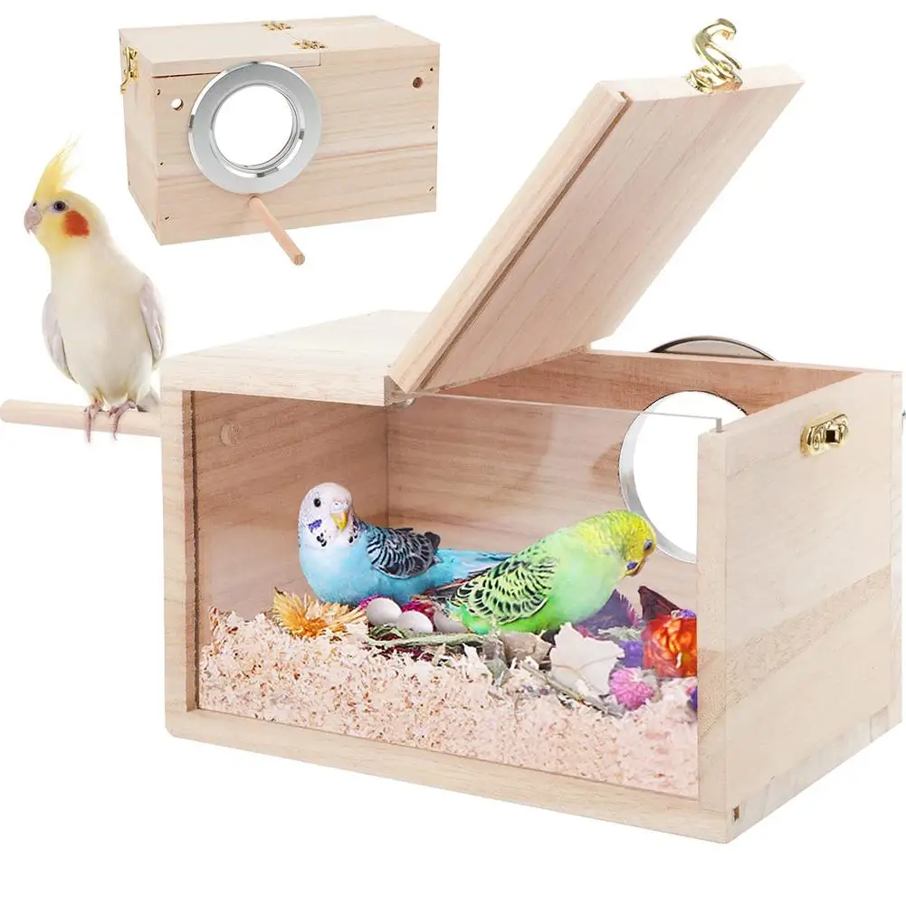 Wooden Bird Nest Outdoor Garden Decoration Breeding Box For Parrot Parakeet Cockatiel And Other Small Birds Accessories Supplies