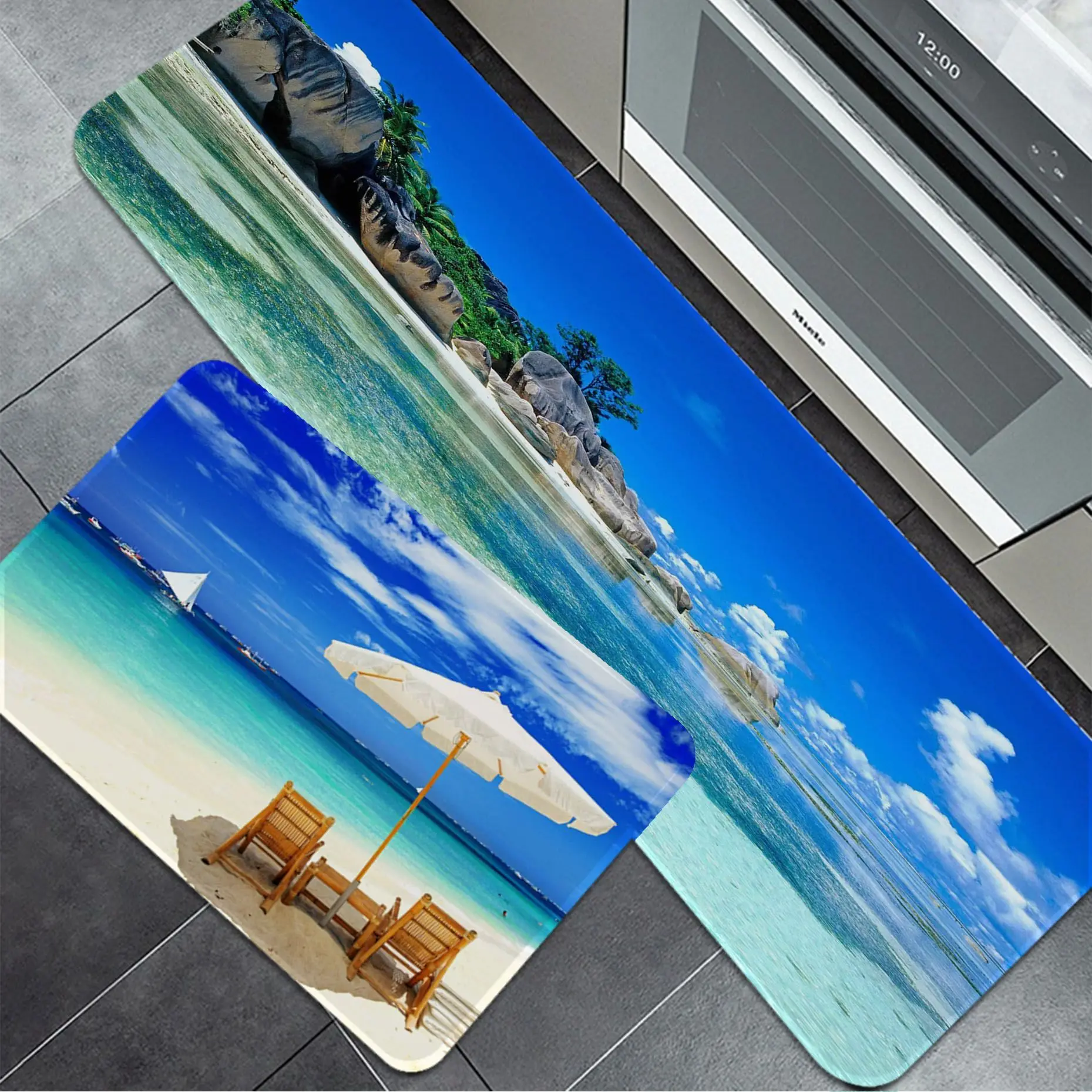 

Blue Sea Beach Floor Mat Entrance Door Mat Nordic Style Bedroom Living Room Doormat Home Balcony Anti-Slip Modern Home Decor