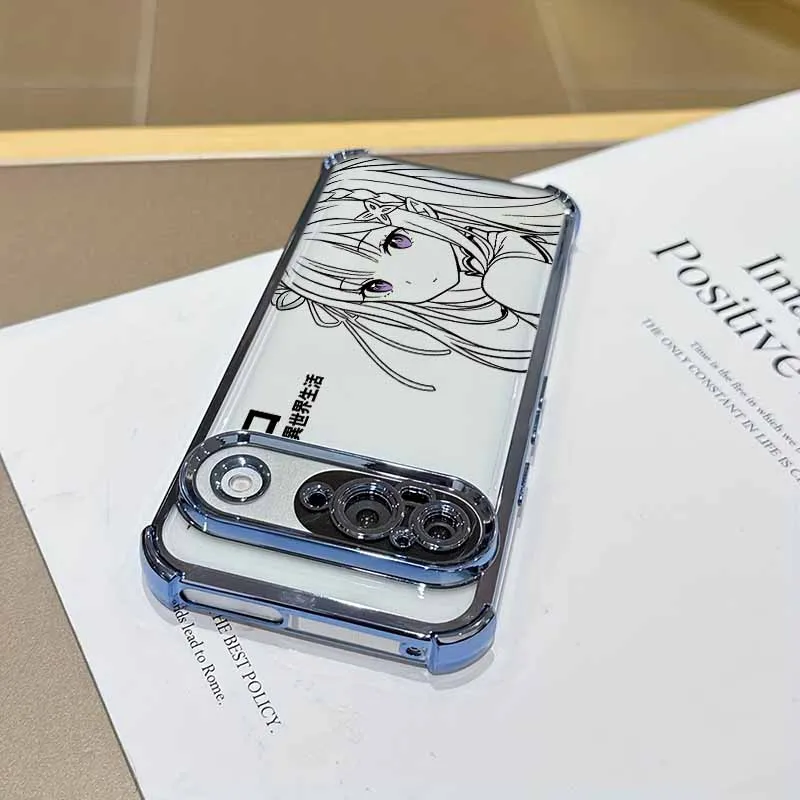 Kawaii Rem Emilia Plating Drop-Proof Transparent Phone Case