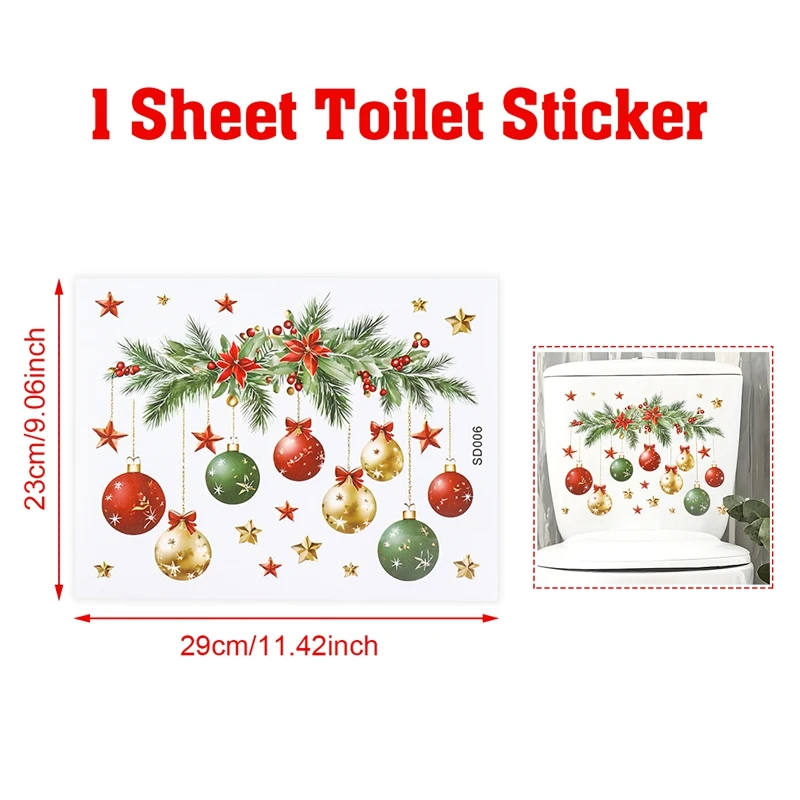Christmas Toilet Sticker - Merry Xmas Decoration for Home 2025-2026