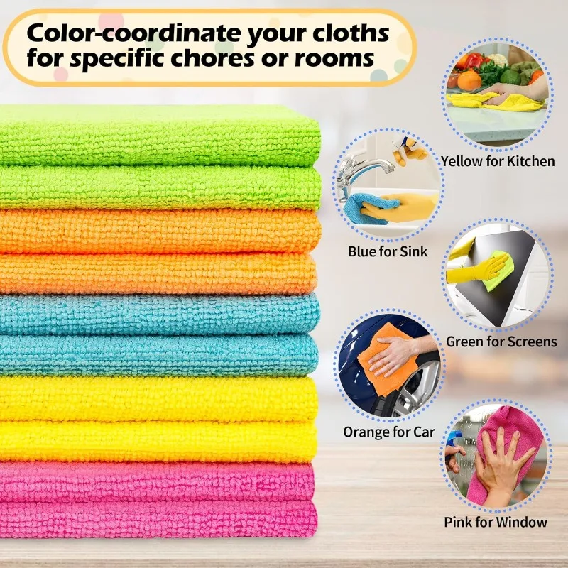 10/1x Microfiber Cleaning Cloth Double Layer Super Absorbent Towels Thickened Soft Drying Cloths Kitchen Car Care Washing Towel 6