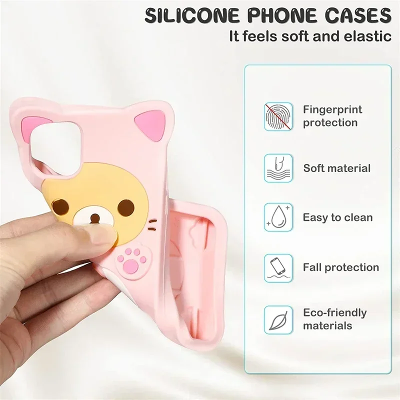 Adorable Cartoon Bear Kawaii Soft Silicone Shockproof Phone Case Cover