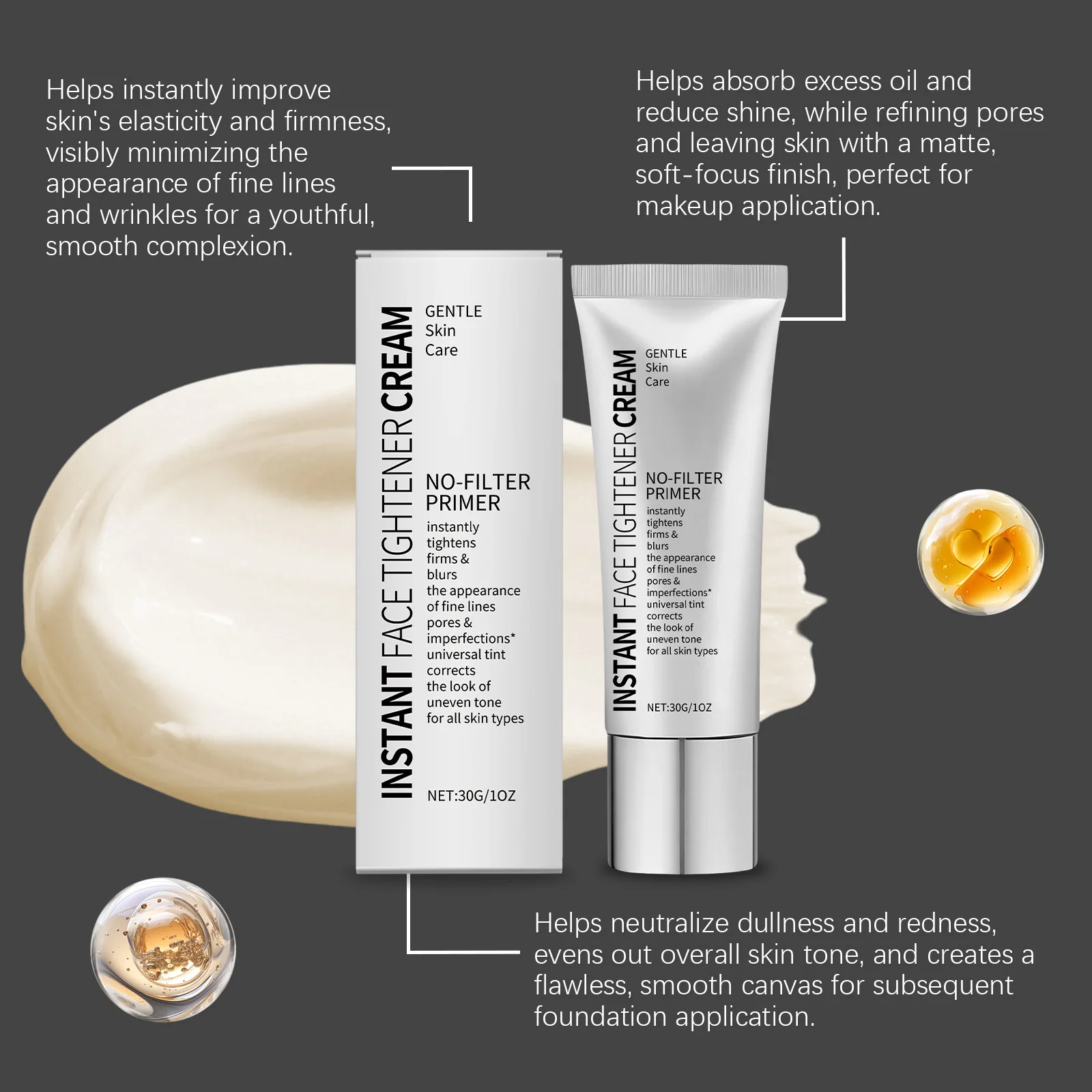 Primer Viso, Base Trucco Idratante, Correttore, Controllo Oleosità, Riduzione Pori e Linee Sottili, Primer Idratante Acido - immagine 4