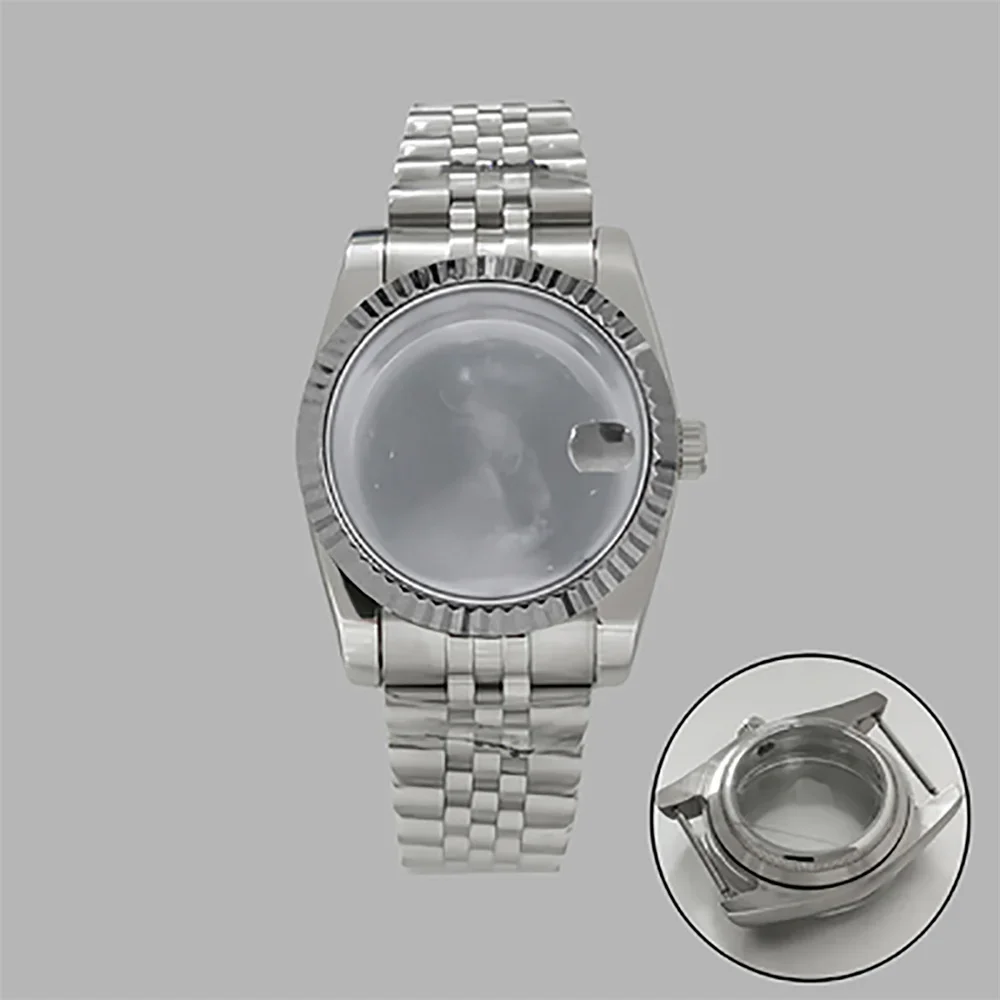 

Nh35 Case 36mm Oyster Perpetual Tooth Ring Steel Case with Calendar Window Sapphire Mirror Watch Case for NH35/NH36 Movement