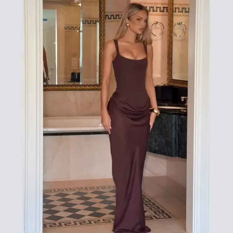 Women Sexy Luxury Party Maxi Dress Elegant High Neck Sleeveless Slim Fit Long Robe 2026 New Shinny Chic Lady Wedding Guest Dress Sc646a3b1f8974a5a895402906d71bb3e1