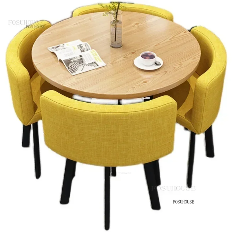 Small Apartment Study Dining Room Sets Reception Negotiation Restaurant Table Chair Coffee Shop Office Leisure Round Desk N