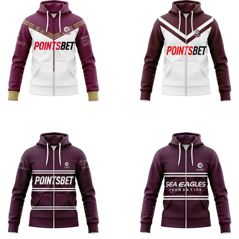 Новинка 2024, рубашка на молнии высокого качества с изображением морских Орлов для дома/отдыха/легиона, командная футболка для регби, толстовка на молнии,