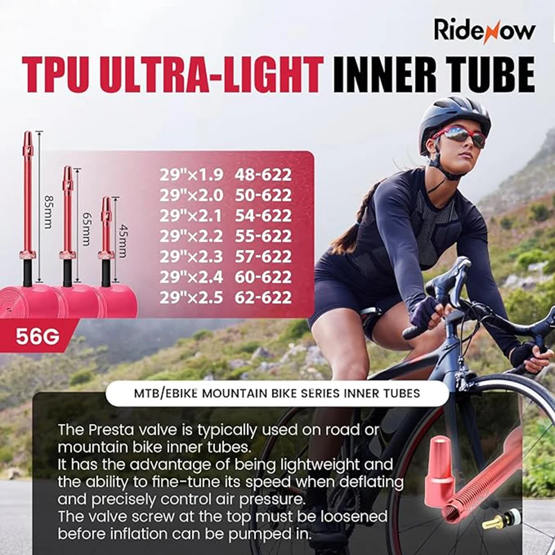 CHAMBRE À AIR 22' Avec Valve Presta 48mm En Butyle Pour Vélos Kenda EUR