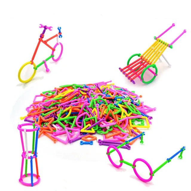 50Pcs 100Pcs Building Blocks DIY Colorful Stick Block Puzzle Toys For Kids Brinquedos Gift 1