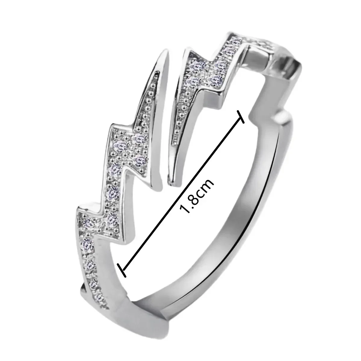 Zircon Rings Fashion Rings Punk Rings Men Silver Color Lightning Open Adjustable