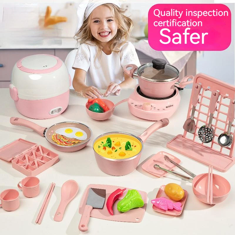 Toy Kitchen Set Girls Kids Real Cooking