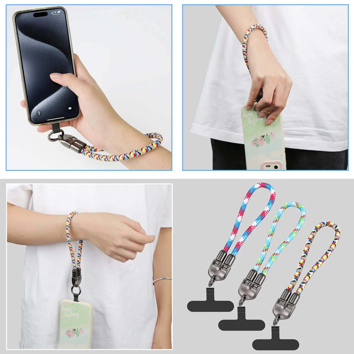 USLION 30CM 240W USB C Cable Braided Aluminum Phone Lanyard Type C to Type C Cable Fast Charging USB Cable