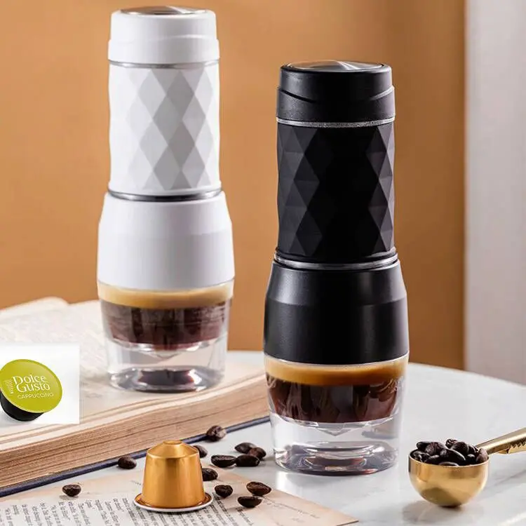 

Portable Mini Hand Press Coffee Machine -Capsule Ground Coffee Brewing Machine - Espresso Maker, - Compact Coffee Maker