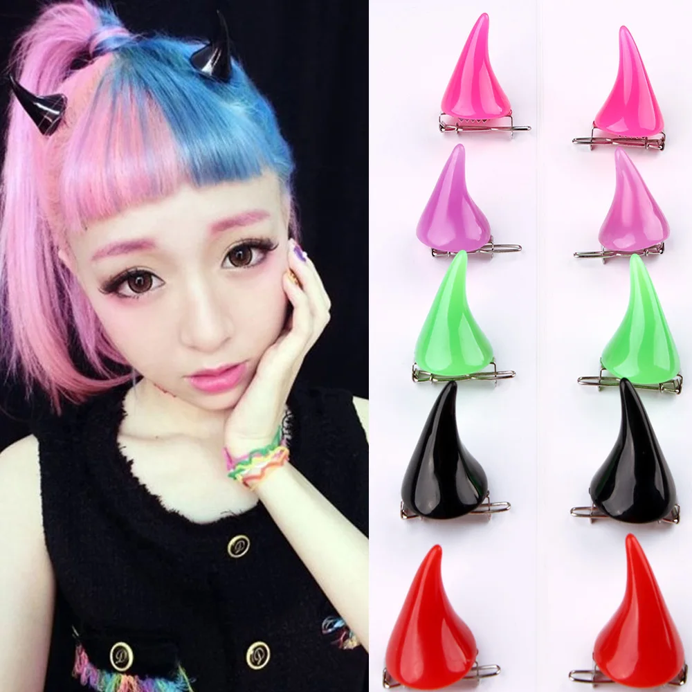 1 Pair Small Demon OX Horn Hairpins Gothic Party Cosplay Costume Hairpins Costume Horn Halloween Cute Hair Accessories Clip