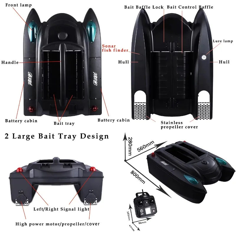 Saltwater Beach Fishing Carp Fishing 3S RC Surfer GPS Bait Boat with 500 Meters Range