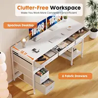 47-Inch Computer Desk with 6 Drawers and Storage Shelves, Home Office Gaming Study Table for Bedroom Living Room 6