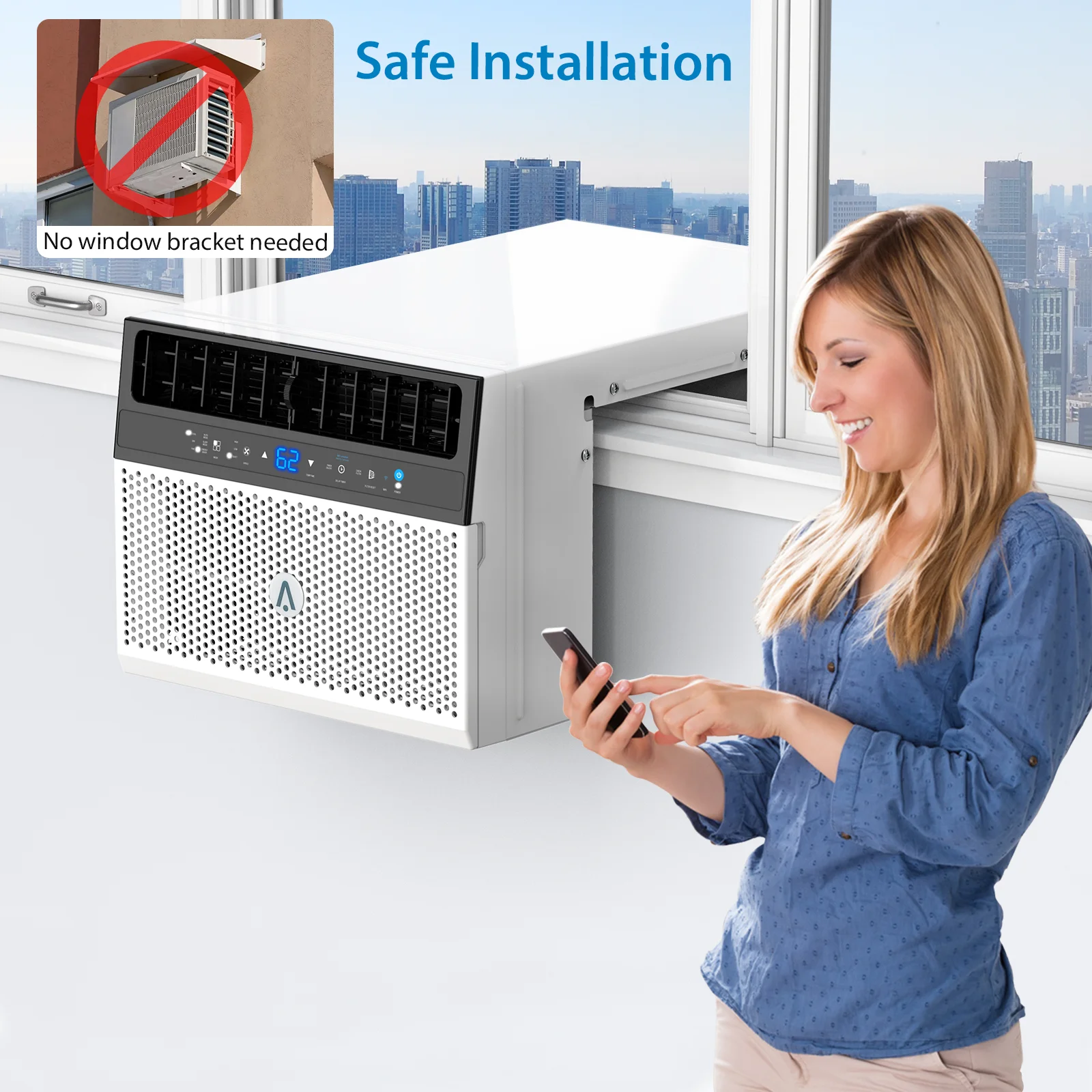 6000 BTU Window Air Conditioner With Washable Filter, Remote Control, Quiet Operation,Fan,Cools Up to 269 Square Feet, 115V/60Hz 2