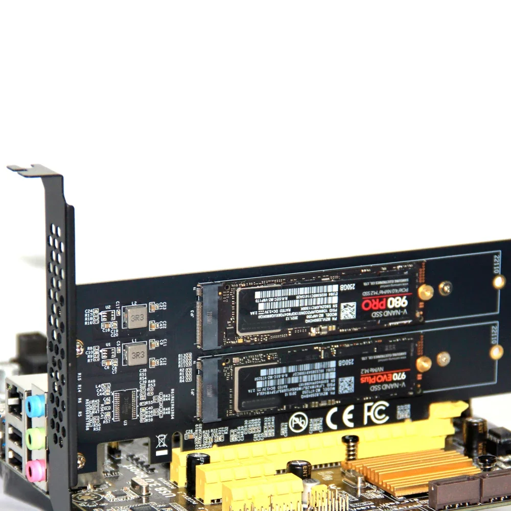 PCle4.0 X16 to 4xNVME M.2 Expansion Card M.2 SSD GEN4 PCIe4.0 PC Motherboard X1 X4 X8 X16 Expansion Card For 2230 2242 2260 2280