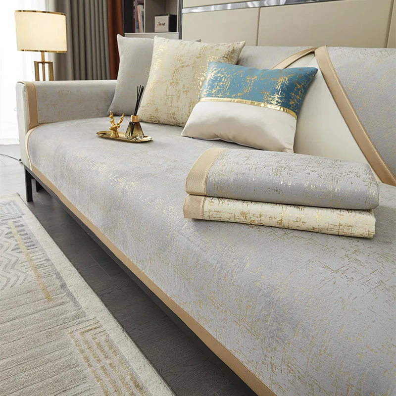 Red Chenille Sofa Cover Wide Brim Modern Living Room Anti-slip Combination Sofa Cushion Full Cover Furniture Dust Protection 4