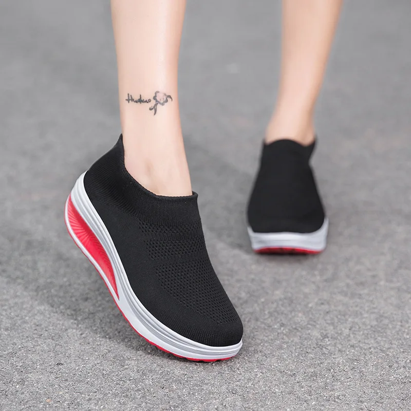 

Women's Sneakers Women Vulcanized Platform Shoes Slip on Female Shoes for Women Plus Size Stretch Mesh Knitted Sock New Shoes