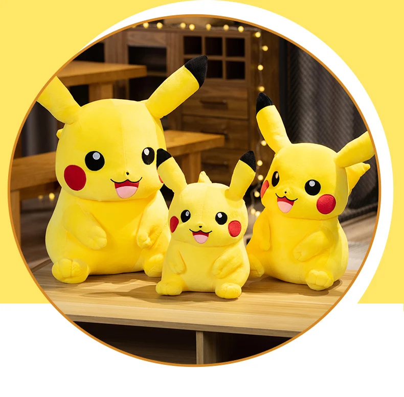Soft Cuddly Pikachu Plush Toy Lovely Big Size Pikachu Doll Stuffed Cartoon Anime Hug Plushies Birthday Gifts For Fans