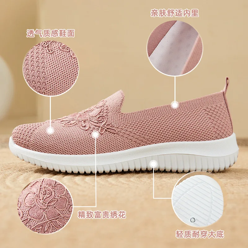 2022 Autumn New Flat Shoes Women Non Slip Walking Footwear Mesh Breathable Loafers Soft Sole Comfort Mom Sport Shoes Casual Shoe