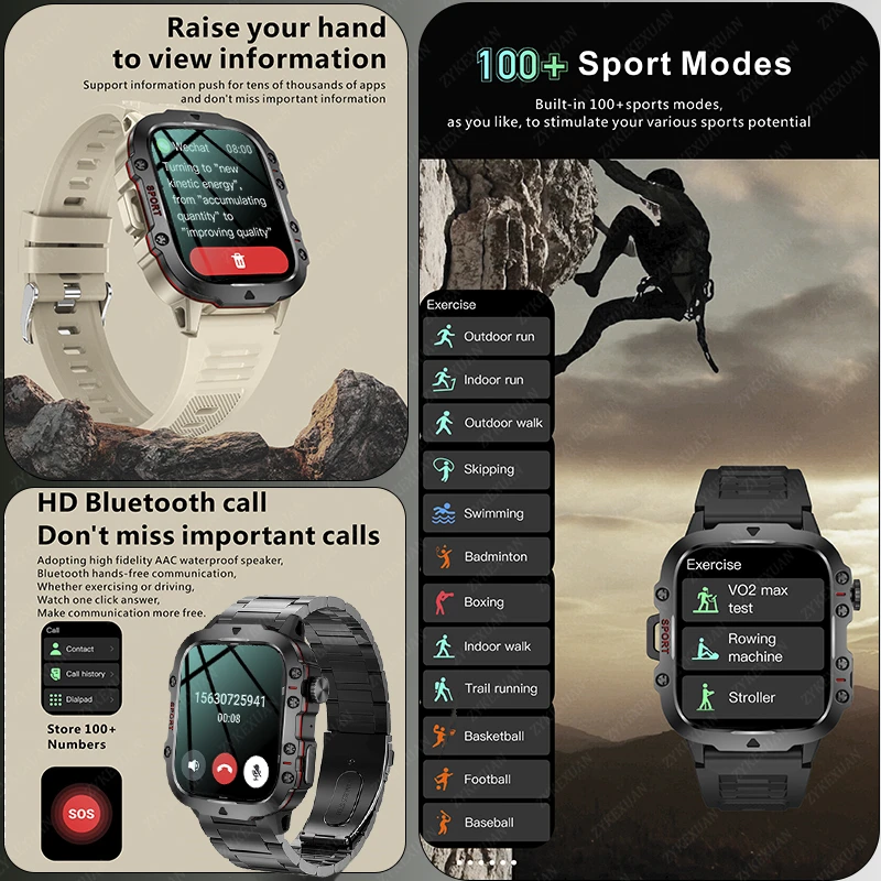 Smart Watch 2025 For Xiaomi New Rugged Military GPS Smart Watch Men Bluetooth Call Health Monitoring AI Voice Sports Waterproof Smartwatches