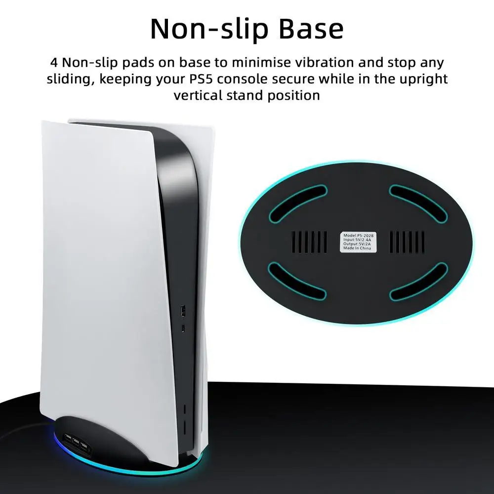 Rgb Led Vertical Lighting Base Holder Stand With Usb Hub Gamepad/keyboard Compatible For Ps5 Game Console Accessories