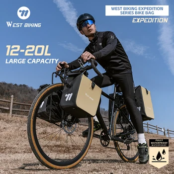 WEST BIKING Borsa Anteriore Multiuso Completamente Impermeabile per Bicicletta, Borsa Laterale Doppia 12L-20L, Borsa Portatile a Sgancio Rapido