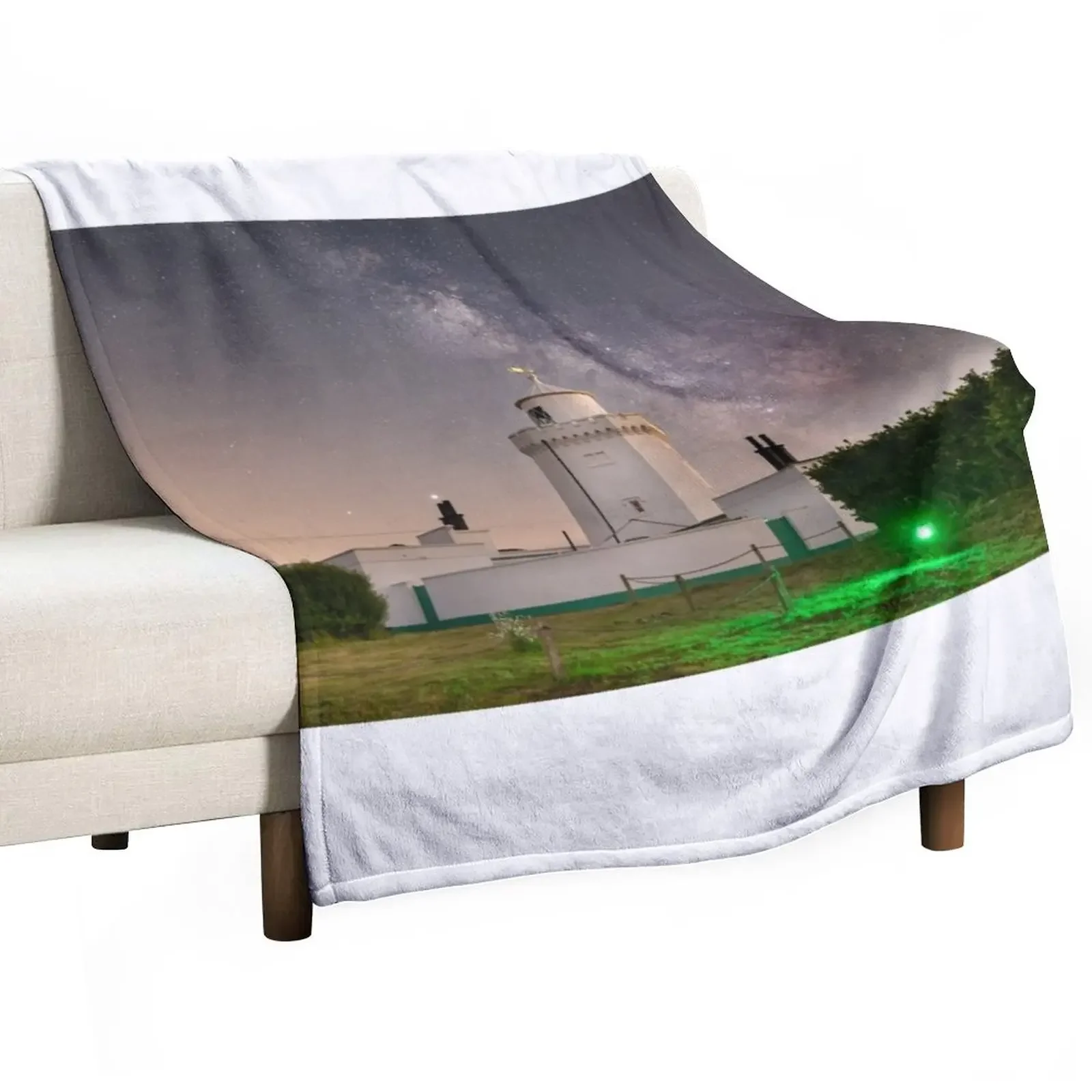 

Lighthouse and Milky Way Throw Blanket Soft Beds Fashion Sofas Custom Blankets