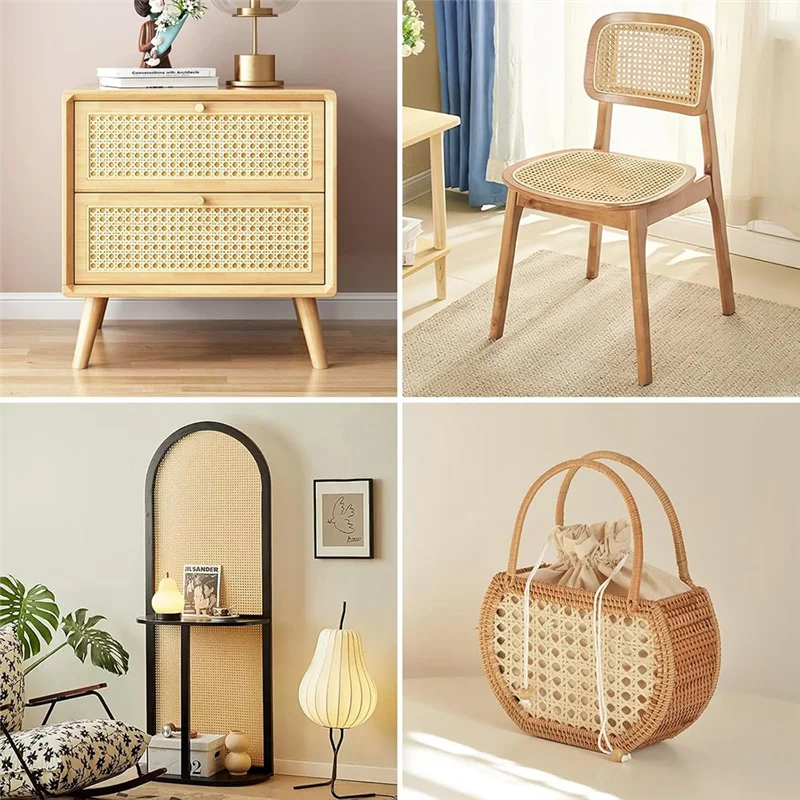 ABJN-Woven Open Rattan Mesh 17,5 x 40 Zoll Rattan Gurtband Rolle PE Cane für DIY Home Decor Projekte – synthetisches Rattanmaterial