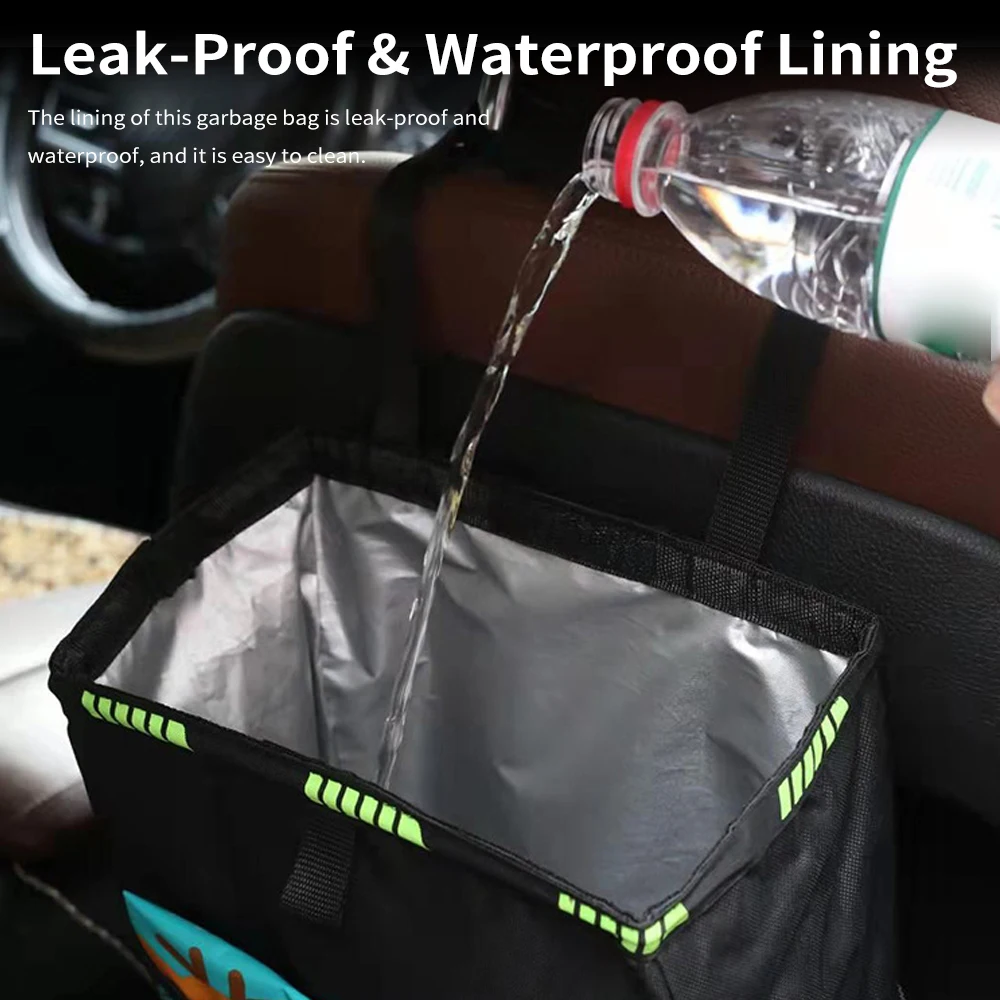 Car Trash Can 13L Large Capacity Leak Proof Waterproof Garbage Bag Collapsible Hanging Trash Bin For Car SUV and Truck Seat Back