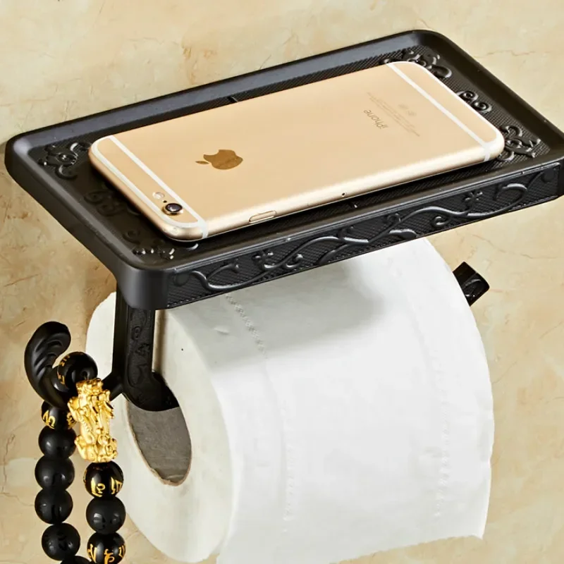 Toilet Paper Holder Antique Brass Bathroom Mobile Tissue Roll Storage