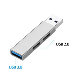 High - Speed USB Hub with Power Adapter - 3 - Port Expander (Aluminum USB Silver)